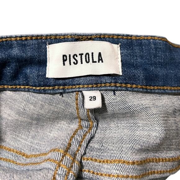 Pistola High Rise Distressed Skinny Jeans size 29 Medium Wash Blue Stretch Denim - Picture 5 of 6